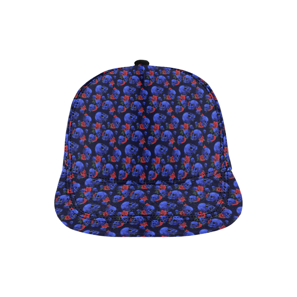Skull Roses Neon Design Themed Print Snapback Cap