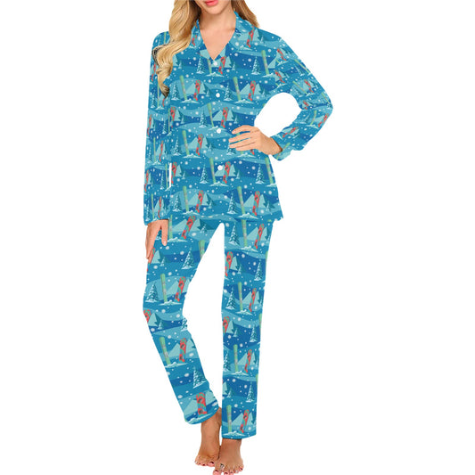 Snowboard Print Design LKS301 Women's Long Pajama Set