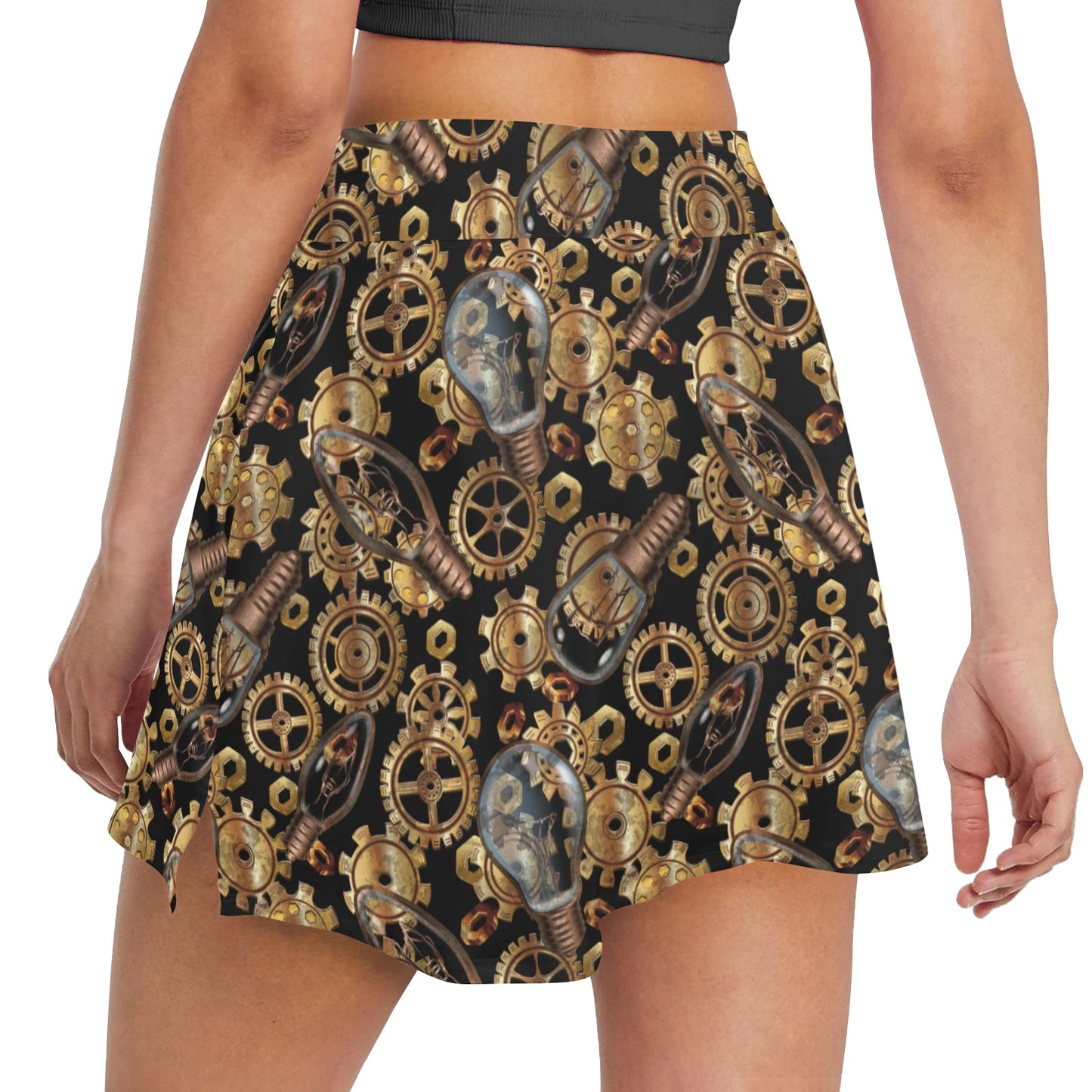 Steampunk Lightbulb Print Design LKS304 17" Golf & Pickleball Skort with Pockets