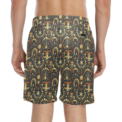 Sun Moon Print Design LKS308 Men's Swim Trunks Beach Shorts