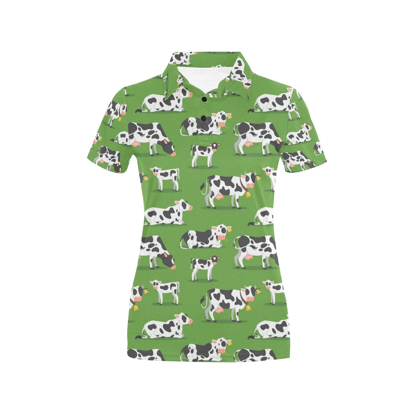 Cow Happy Print Pattern Women's Polo Shirt