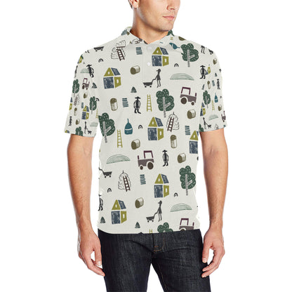 Agricultural Farm Print Design 01 Men Polo Shirt