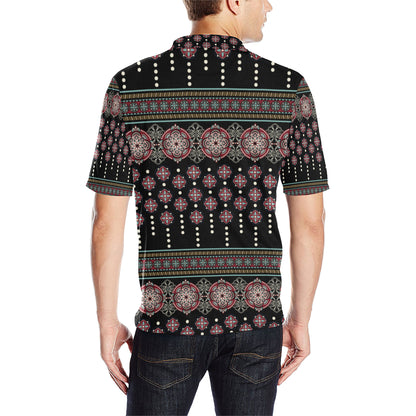 Ethnic Dot Style Print Pattern Men Polo Shirt