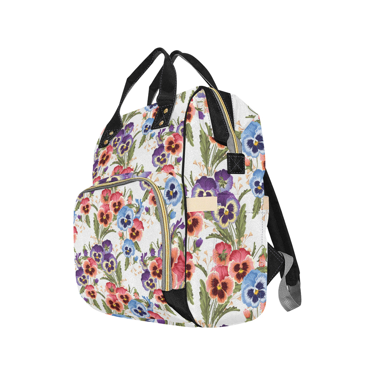 Pansy Pattern Print Design PS06 Diaper Bag Backpack