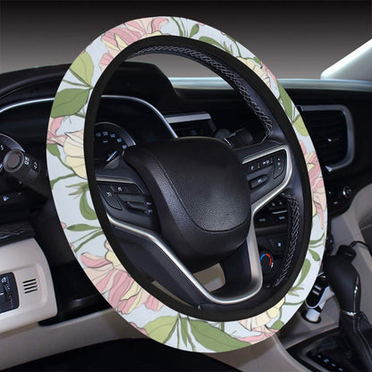 Sweet Pea Print Design LKS304 Steering Wheel Cover with Elastic Edge