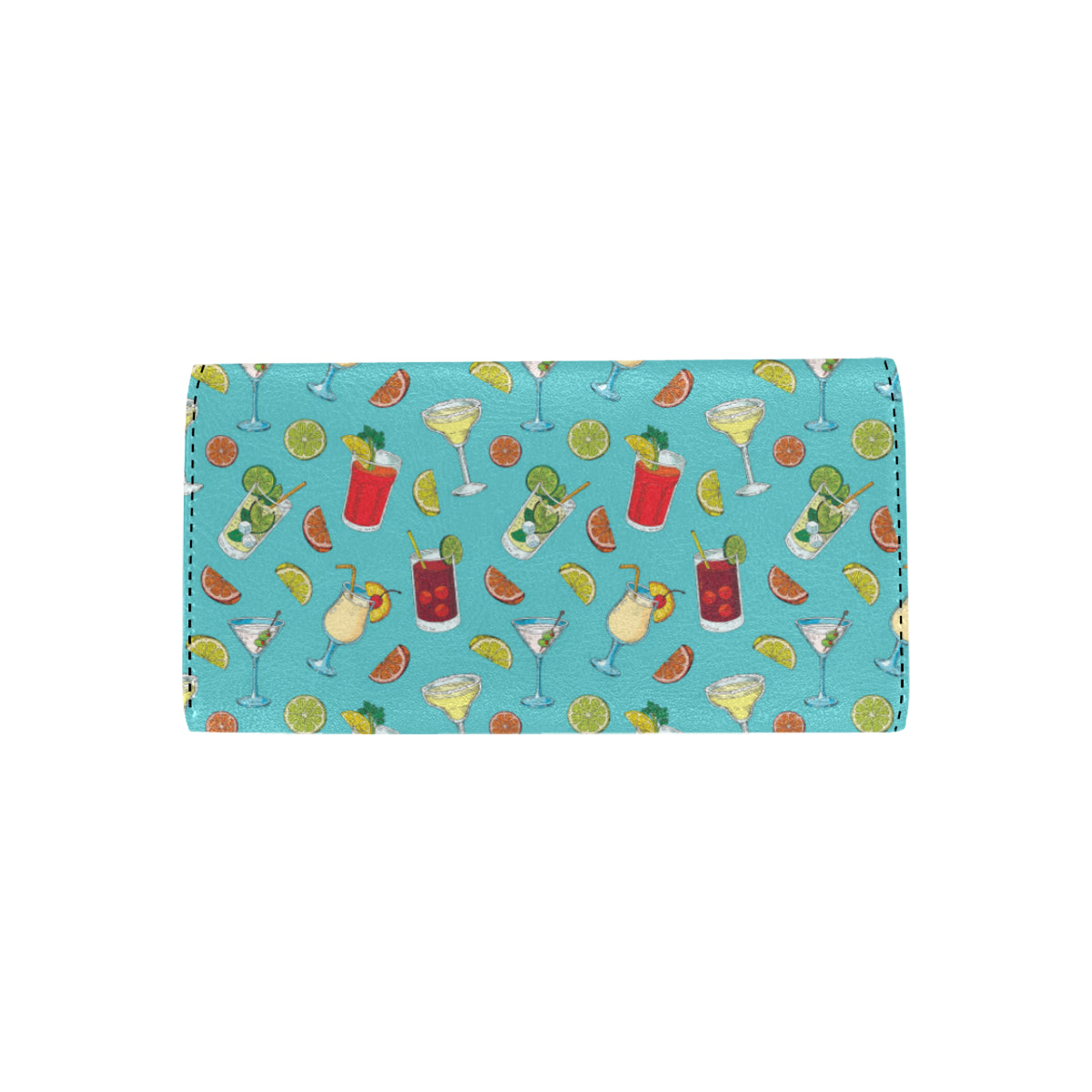 Cocktail Pattern Print Design 05 Women's Trifold Wallet