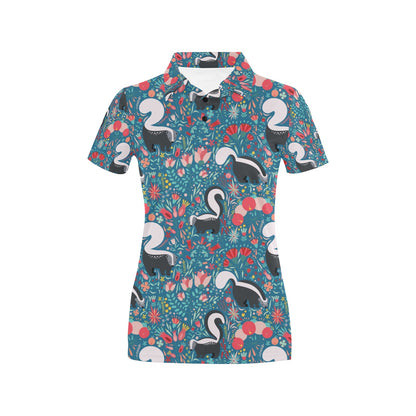 Skunk Print Design LKS302 Women's Polo Shirt