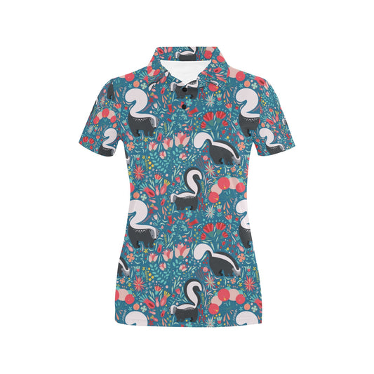 Skunk Print Design LKS302 Women's Polo Shirt