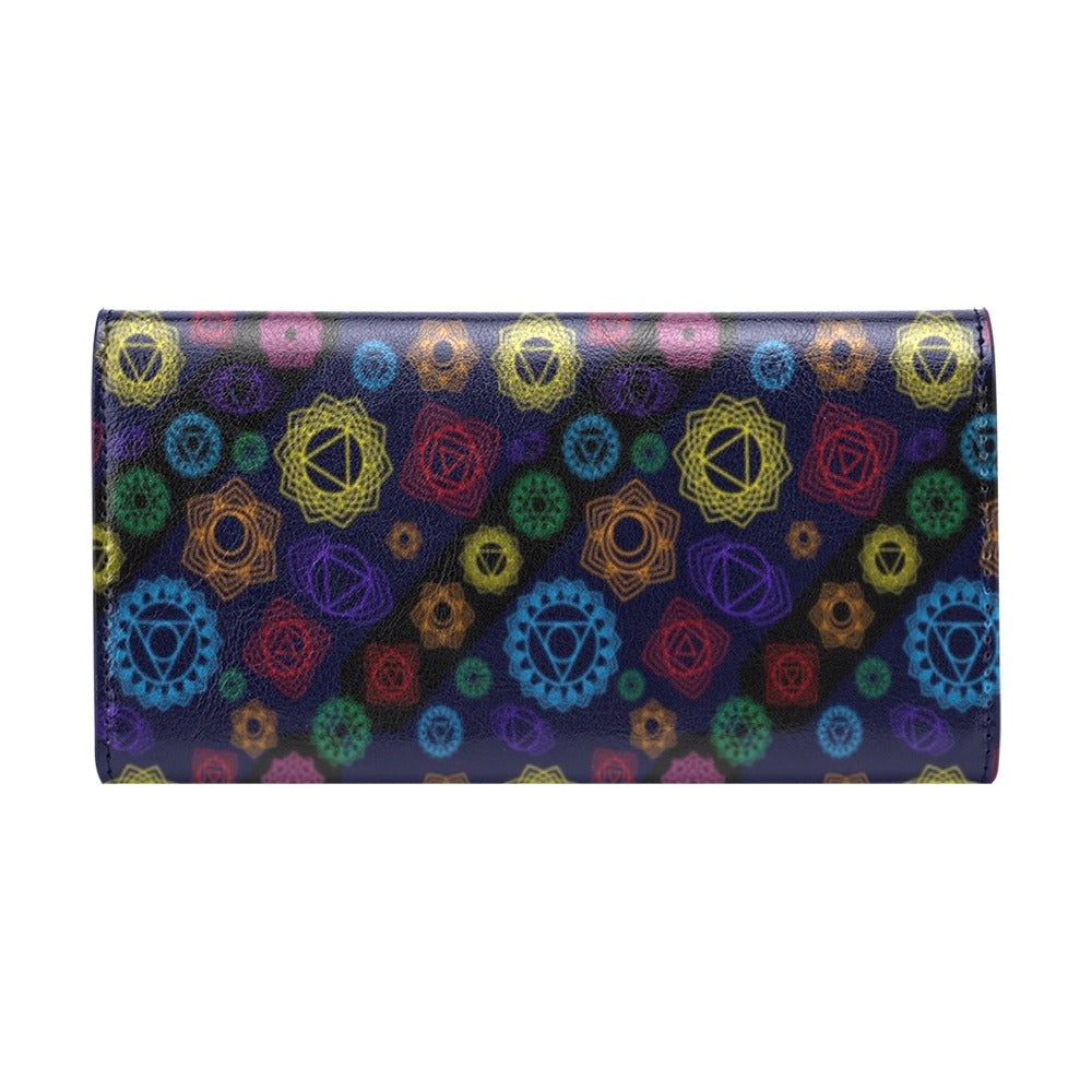 Chakra Colorful Print Pattern Women's Trifold Wallet