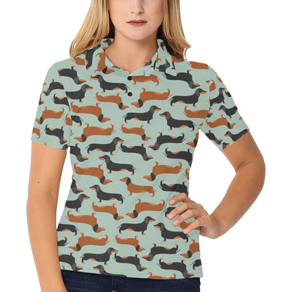 Dachshund Cute Print Pattern Women's Polo Shirt