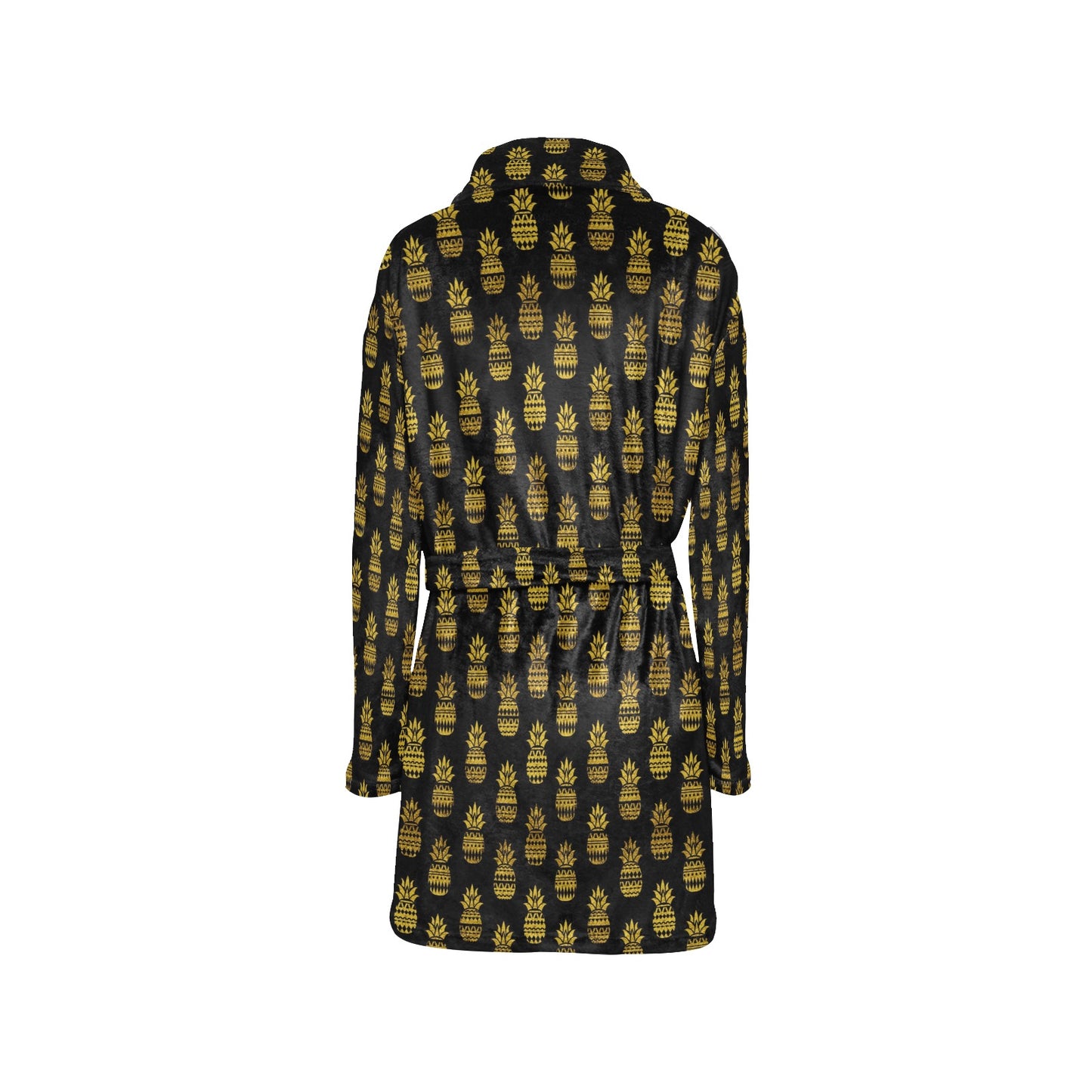 Pineapple Gold Tribal Style Print Women's Fleece Robe