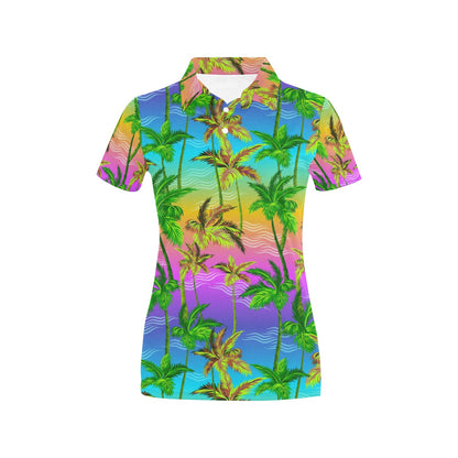 Palm Tree Pattern Women's Polo Shirt