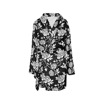 Rose Pattern Print Design RO013 Women's Fleece Robe