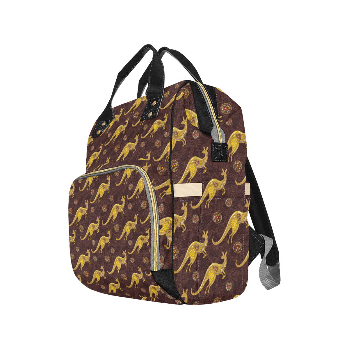 Kangaroos Aboriginal Pattern Print Design 08 Diaper Bag Backpack