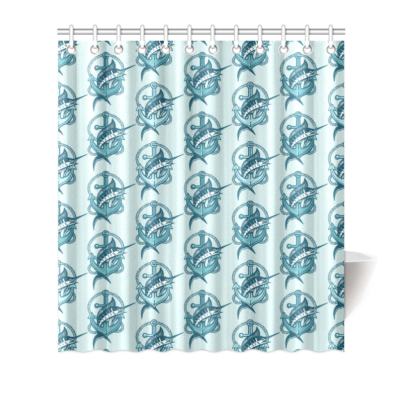 Swordfish Pattern Print Design 03 Shower Curtain