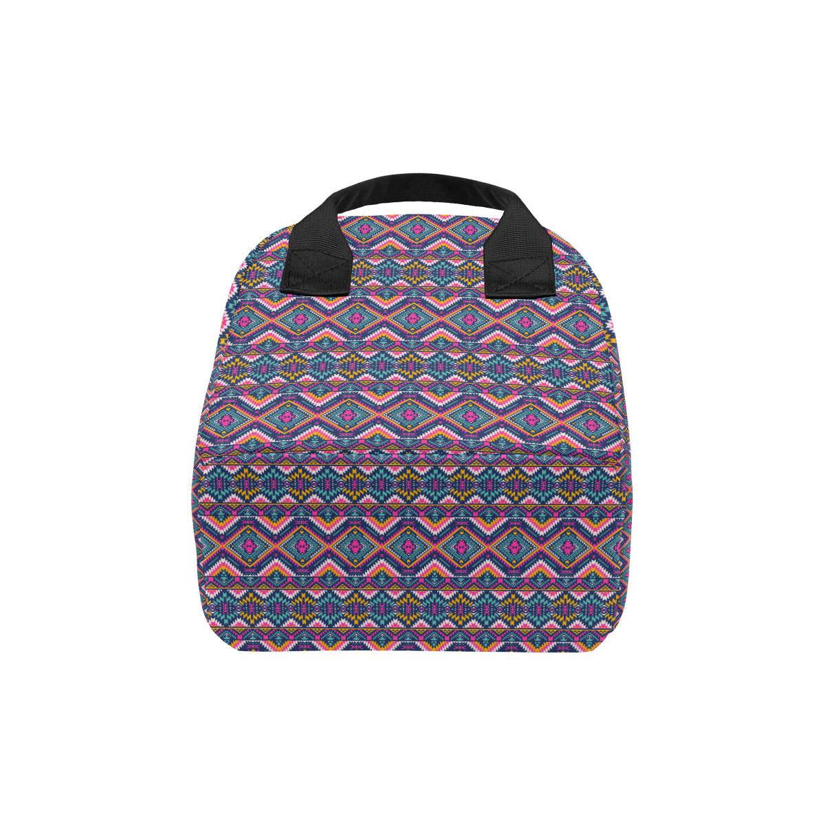 Indian Navajo Pink Themed Design Print Insulated Lunch Bag