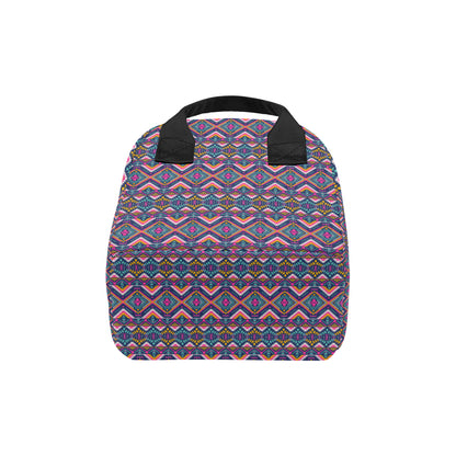 Indian Navajo Pink Themed Design Print Insulated Lunch Bag
