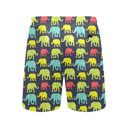 Elephant Neon Color Print Pattern Men's Swim Trunks Beach Shorts