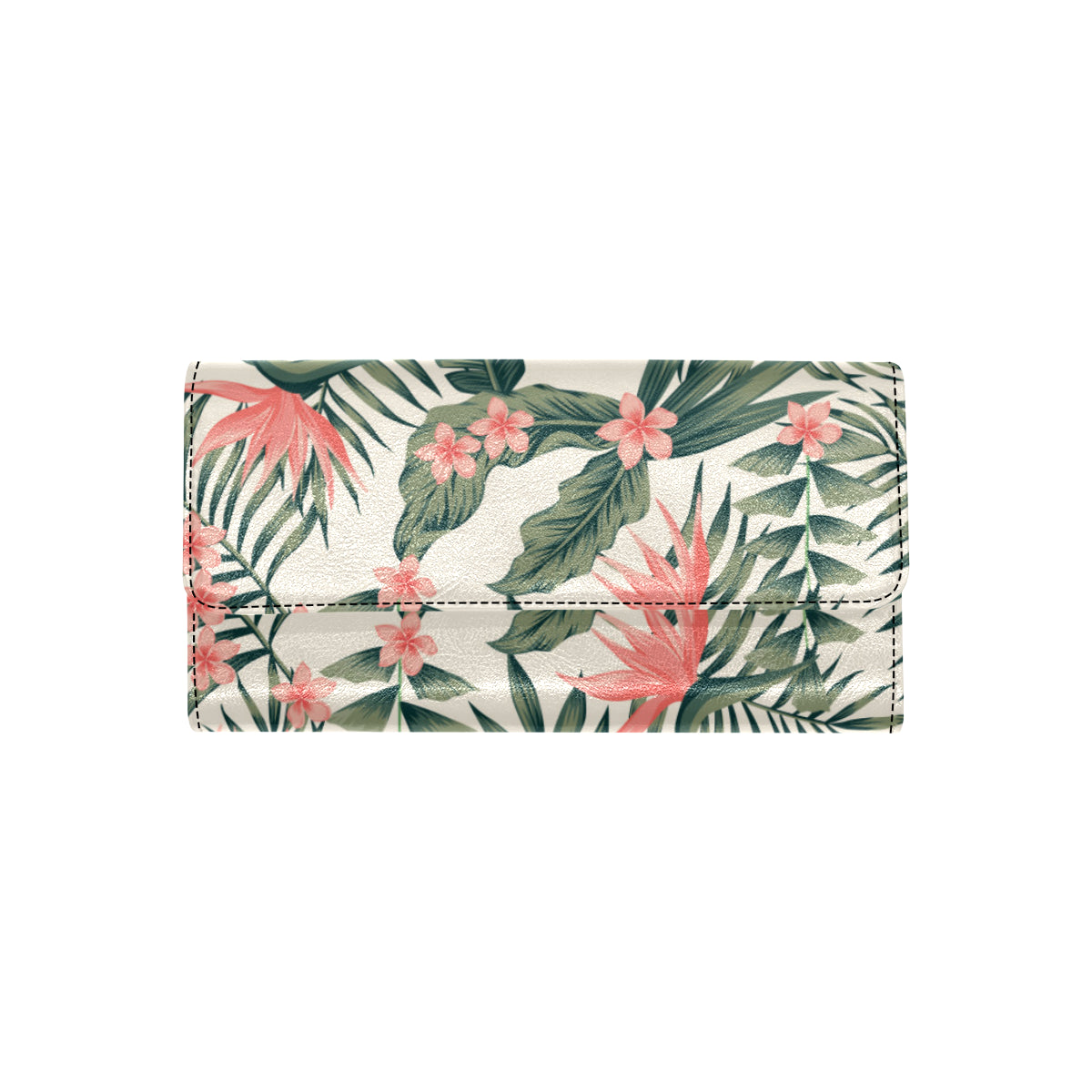 Tropical Flower Palm Leaves Women's Trifold Wallet