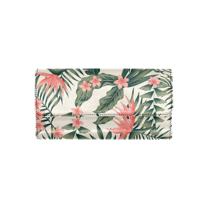 Tropical Flower Palm Leaves Women's Trifold Wallet