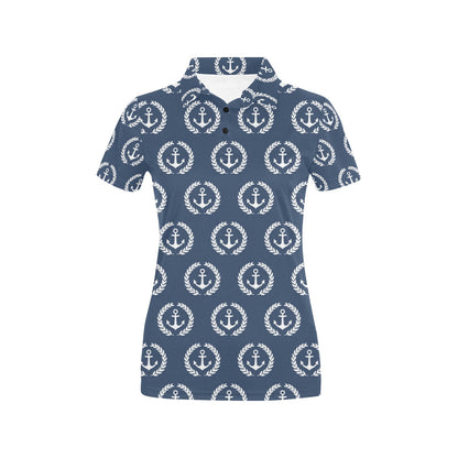 Anchor Pattern Print Design 04 Women's Polo Shirt