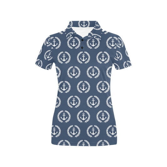 Anchor Pattern Print Design 04 Women's Polo Shirt