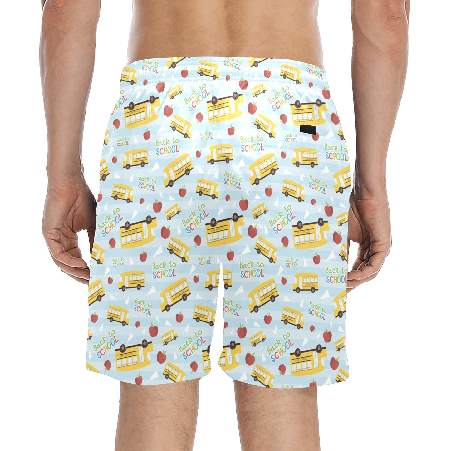 School Bus Back To School Print Design LKS303 Men's Swim Trunks Beach Shorts