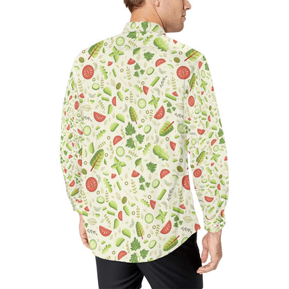 Salad Vegetable Print Design LKS302 Men's Long Sleeve Dress Shirt