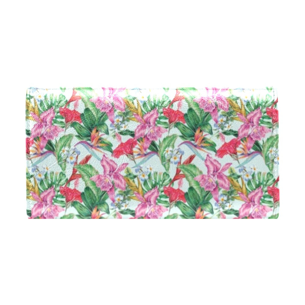 Tropical Flower Print Design LKS304 Women's Trifold Wallet
