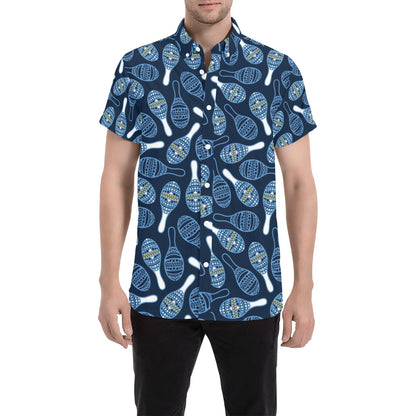 Maracas Print Design LKS401 Men Short Sleeve Button Up Shirt