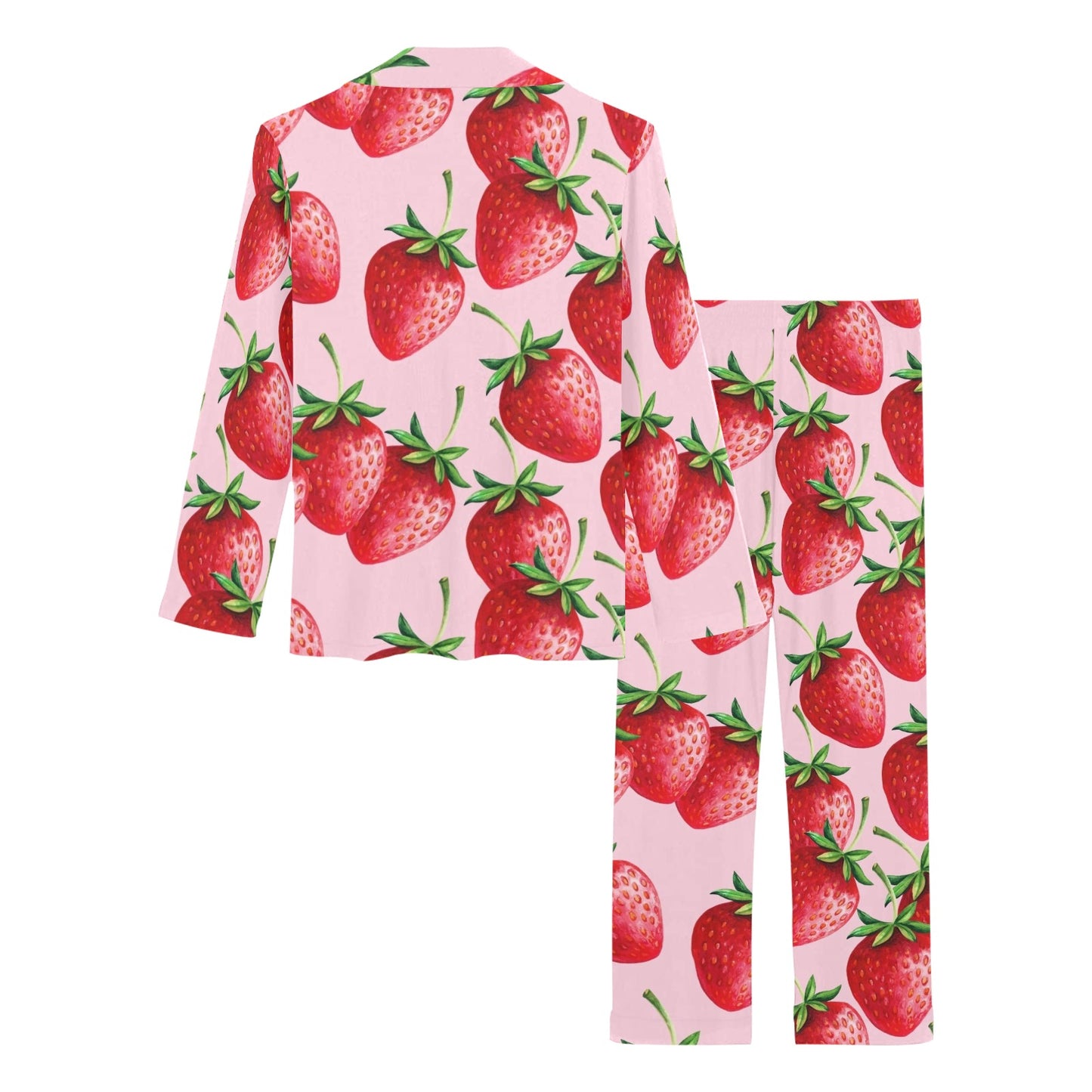 Strawberry Pattern Print Design SB03 Women's Long Pajama Set