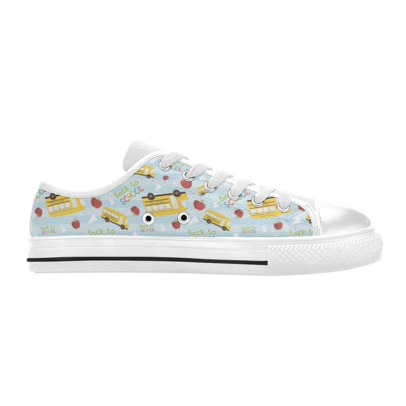 School Bus Back To School Print Design LKS303 Women's White Low Top Shoes