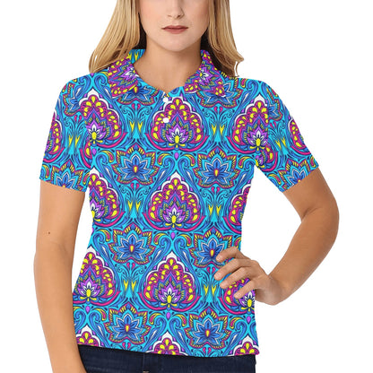 lotus Boho Pattern Print Design LO010 Women's Polo Shirt