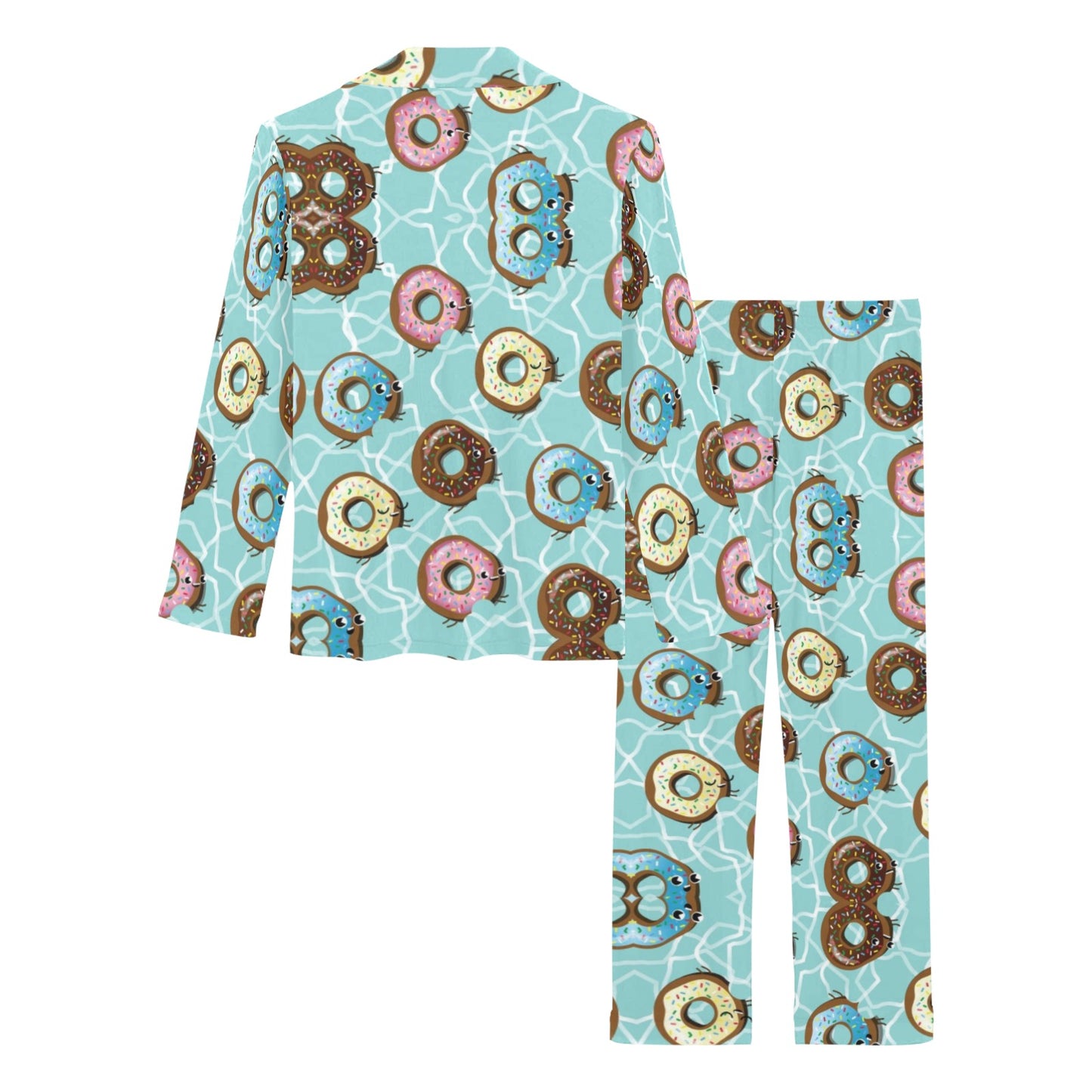 Emoji Donut Print Pattern Women's Long Pajama Set