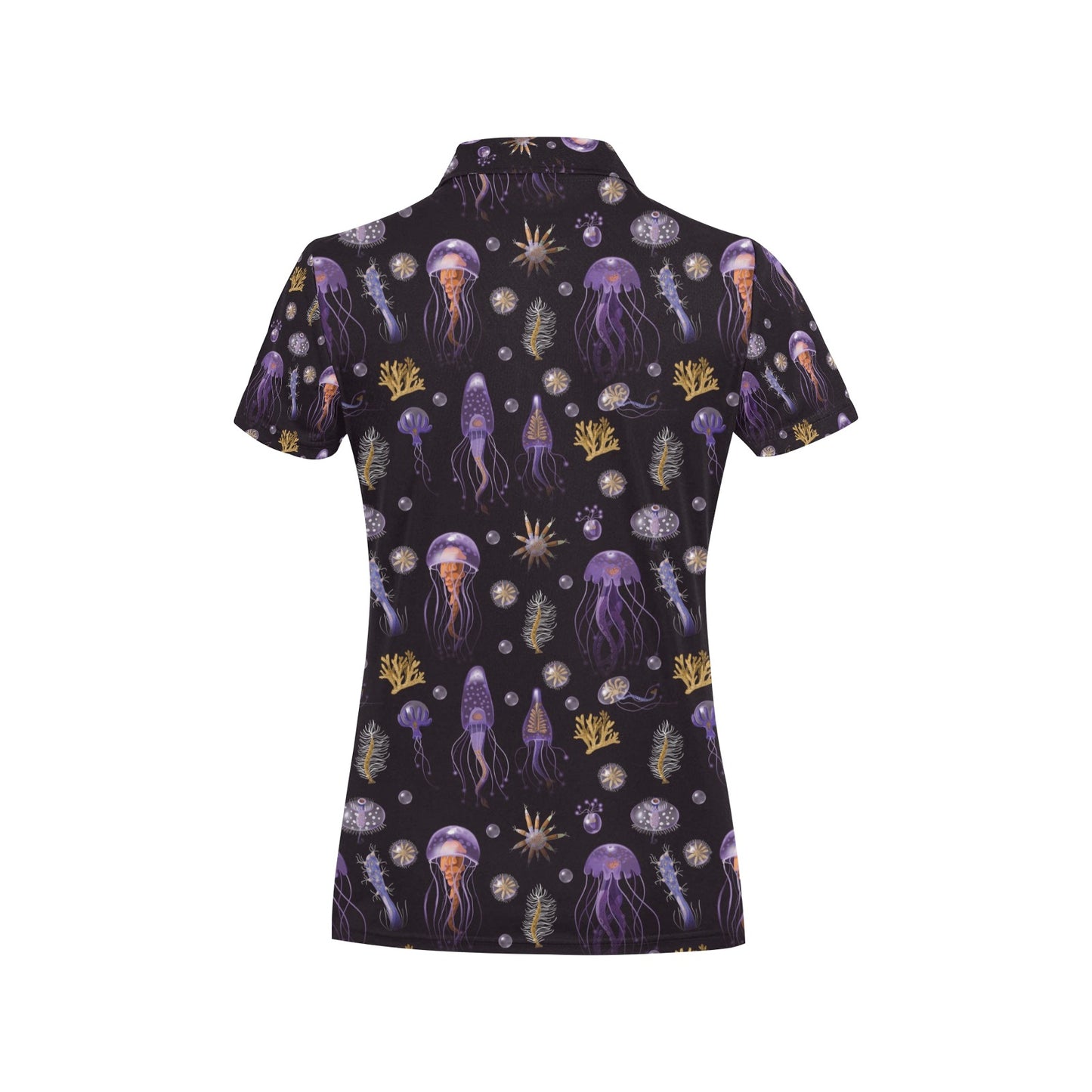 Seaweed With Jelly Fish Print Design LKS305 Women's Polo Shirt