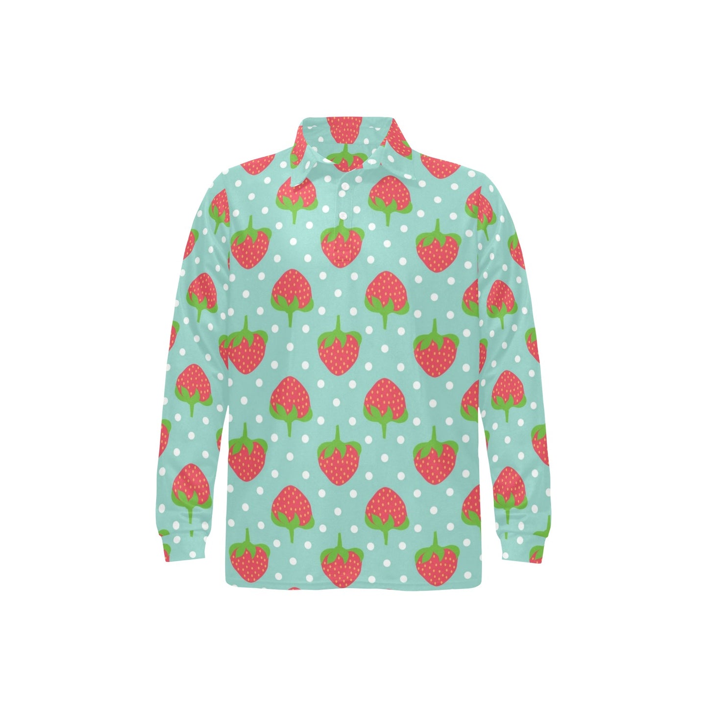 Strawberry Pattern Print Design SB06 Long Sleeve Polo Shirt For Men's