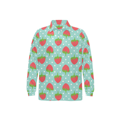 Strawberry Pattern Print Design SB06 Long Sleeve Polo Shirt For Men's