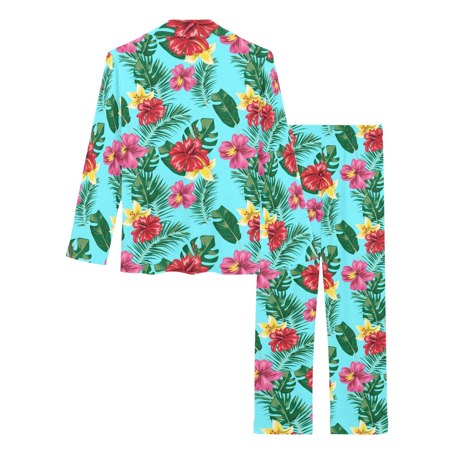 Hibiscus Hawaiian Flower Women's Long Pajama Set