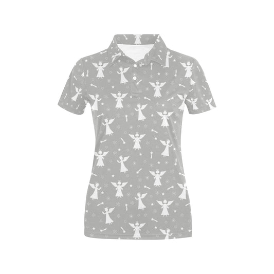 Angel Pattern Print Design 03 Women's Polo Shirt