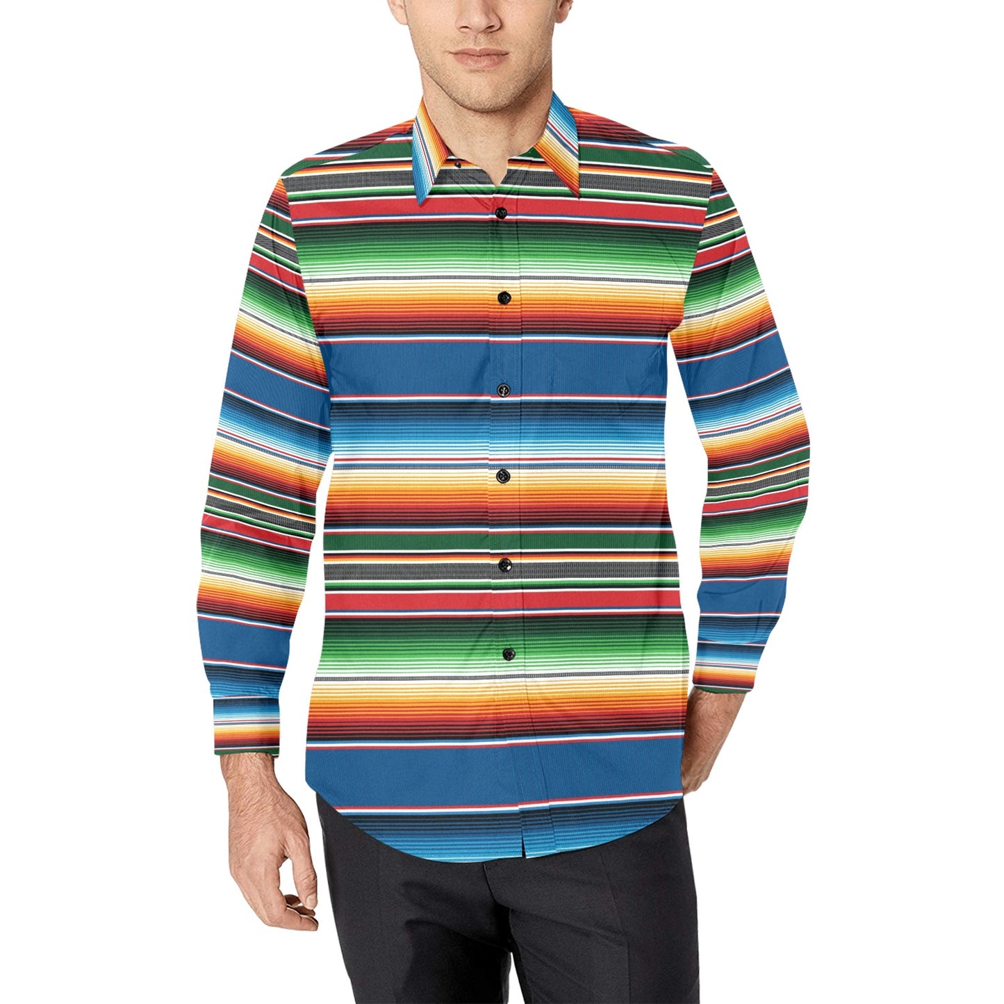 Serape Print Design LKS303 Men's Long Sleeve Dress Shirt