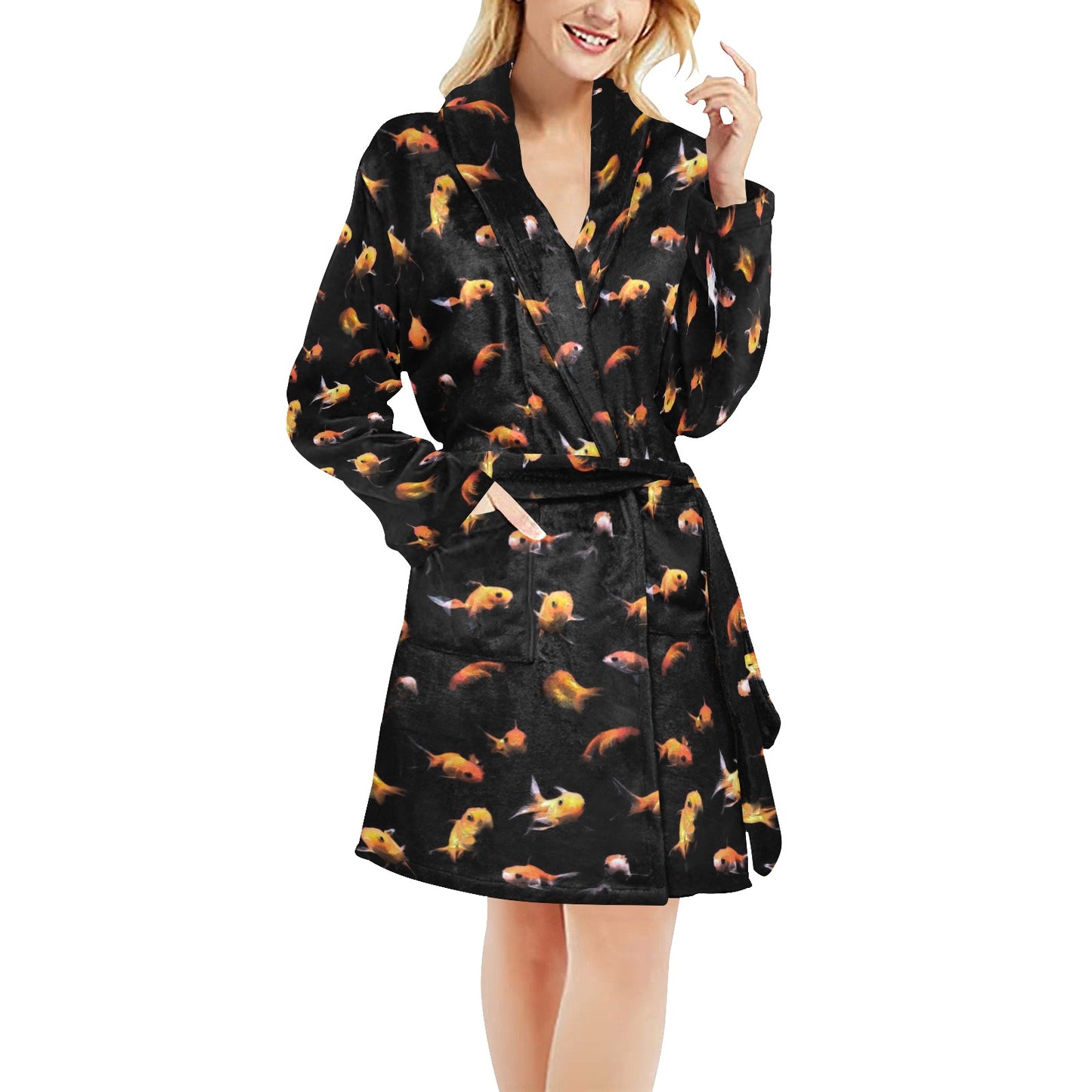 Goldfish Print Design LKS402 Women's Fleece Robe