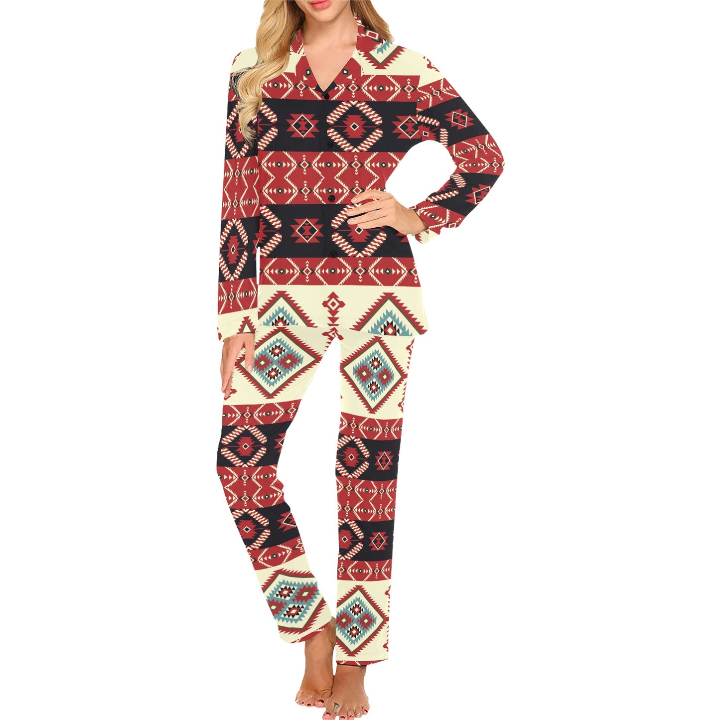 Navajo Pattern Print Design A05 Women's Long Pajama Set