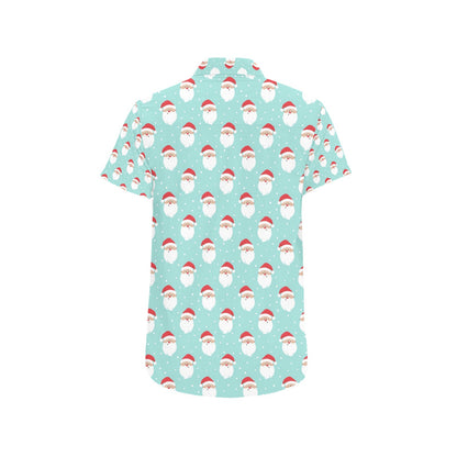 Santa Print Design LKS308 Men Short Sleeve Button Up Shirt