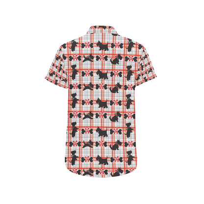 Scottish Terriers Print Design LKS3014 Men Short Sleeve Button Up Shirt