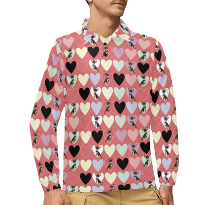 Chihuahua Pattern Print Design 01 Long Sleeve Polo Shirt For Men's