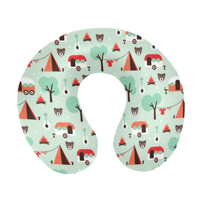 Camper Tent Pattern Print Design 01 U-Shaped Travel Neck Pillow