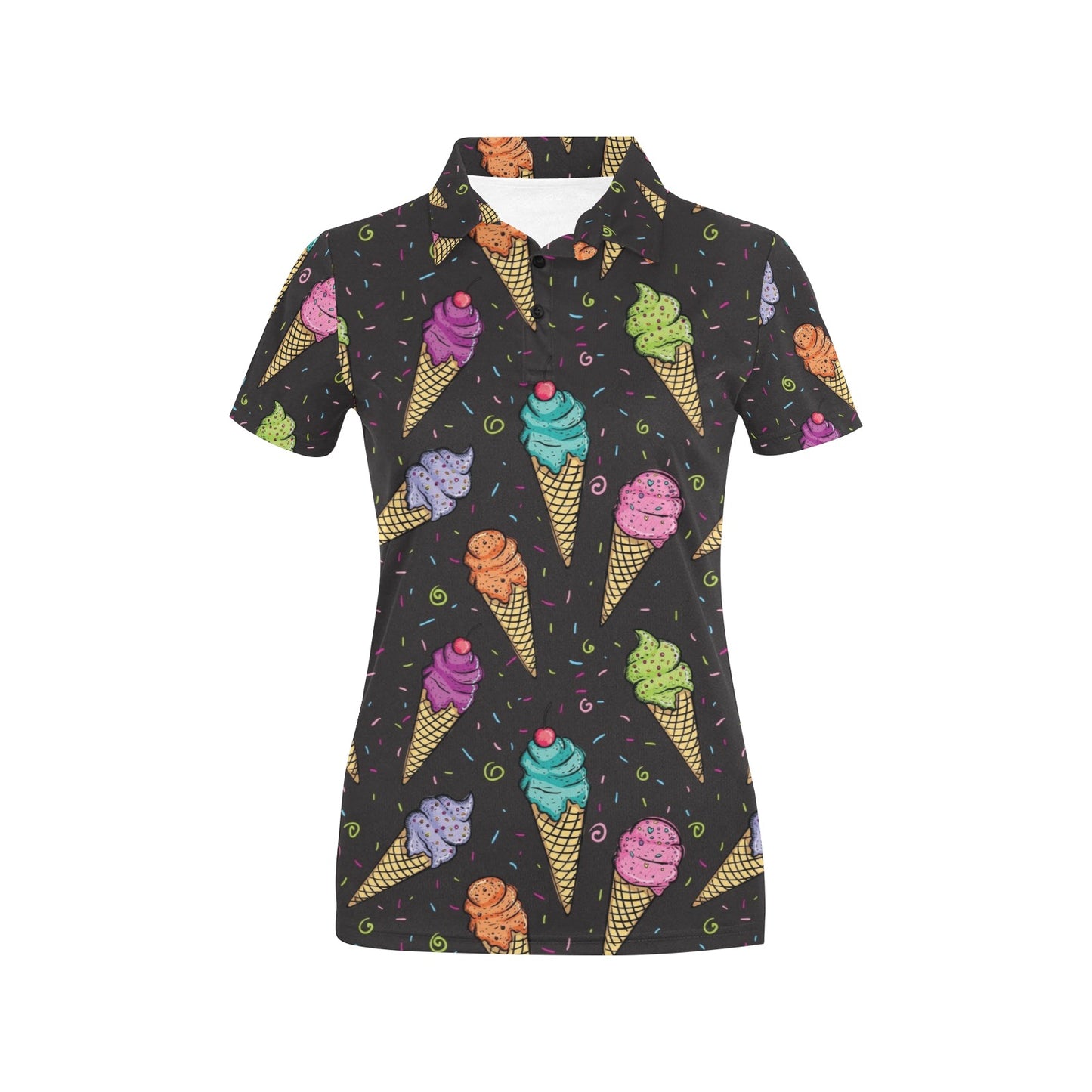 Ice Cream Pattern Print Design IC06 Women's Polo Shirt