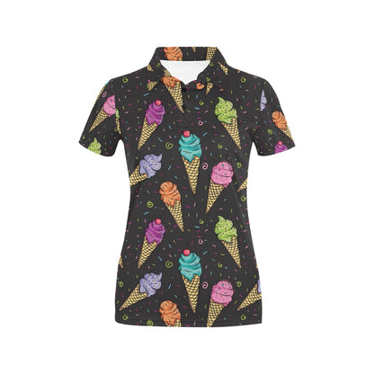 Ice Cream Pattern Print Design IC06 Women's Polo Shirt