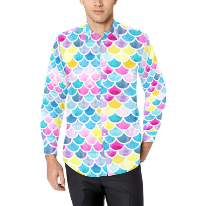 Scales Print Design LKS402 Men's Long Sleeve Dress Shirt
