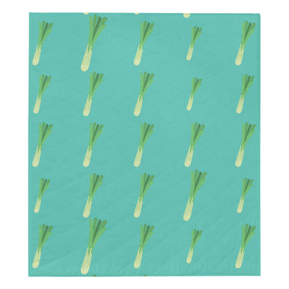 Leek Pattern Print Design 01 Premium Quilt